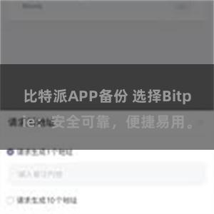 比特派APP备份 选择Bitpie：安全可靠，便捷易用。