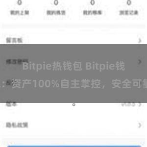 Bitpie热钱包 Bitpie钱包：资产100%自主掌控，安全可靠。